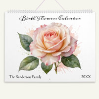 Birth Month Flowers Watercolor Personalised