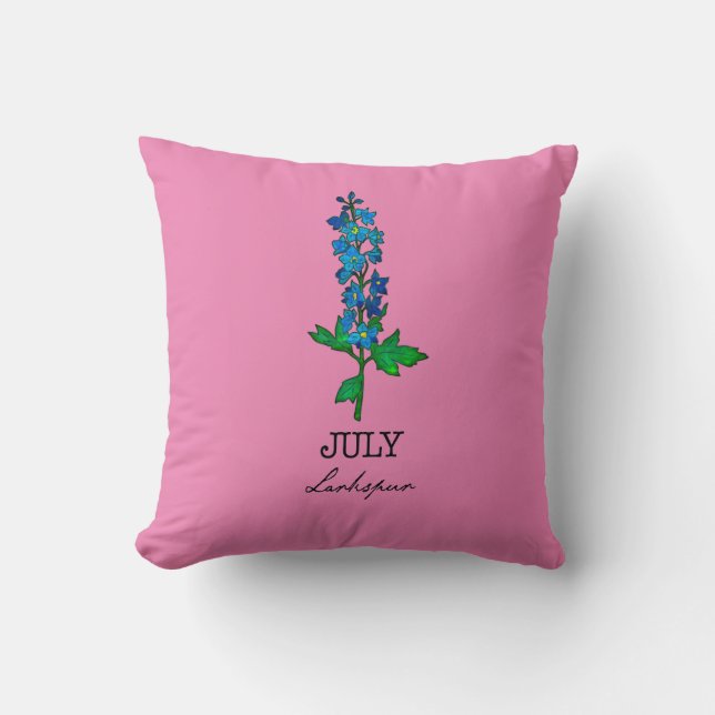Birth Month July Larkspur Flower Cushion (Front)