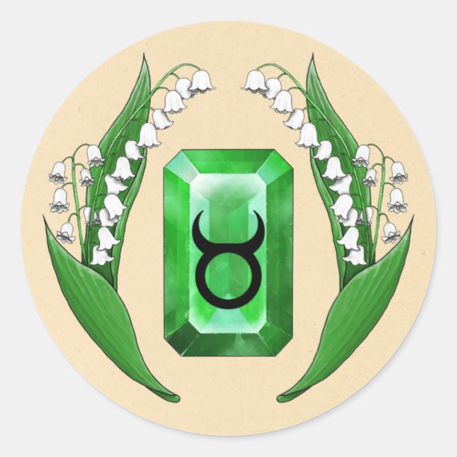 Birth Month May Taurus Classic Round Sticker (Front)