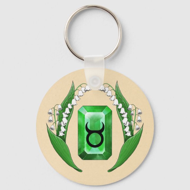 Birth Month May Taurus Key Ring (Front)