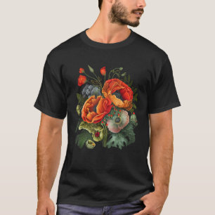 Birth Month Poppies Poppy Bouquet Flowers Lovers T-Shirt