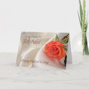 Birth Mother, Mother's day card with a pink rose