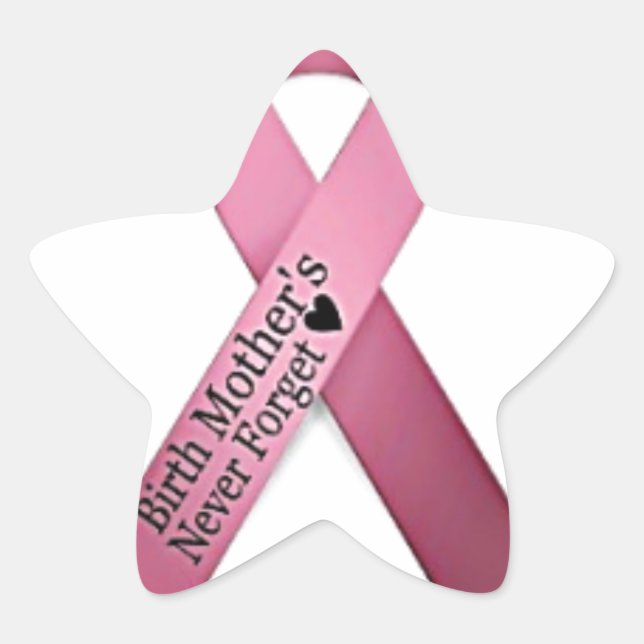 Birth Mother's Day Star Ribbon Star Sticker (Front)