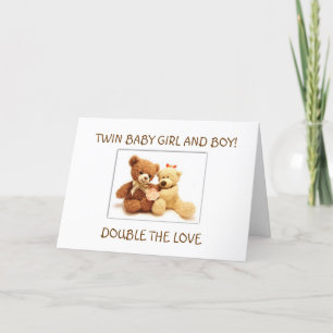 BIRTH OF **BABY GIRL AND BABY BOY** TWINS CARD