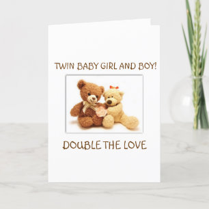 BIRTH OF BABY GIRL AND BABY BOY ***TWINS*** CARD