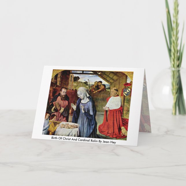 Birth Of Christ And Cardinal Rolin By Jean Hey Card (Front)