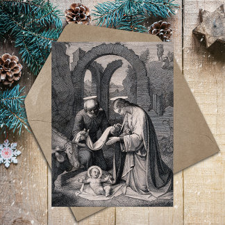 Birth of Christ Christian Christmas Nativity Scene Holiday Postcard