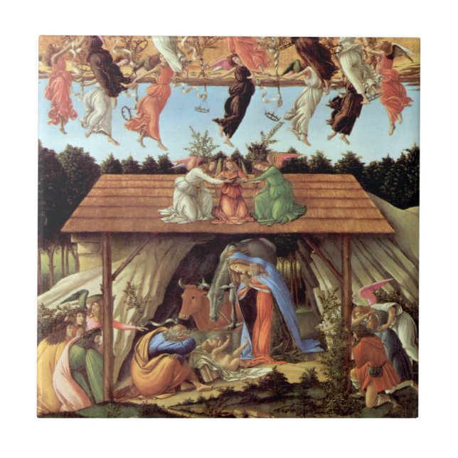 Birth of Christ, Mystical Nativity by Botticelli Ceramic Tile (Front)