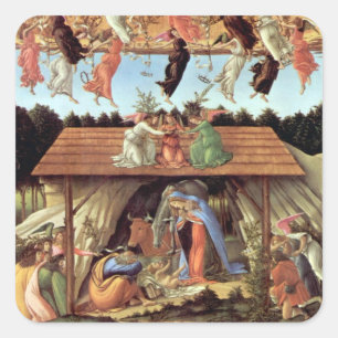 Birth of Christ, Mystical Nativity by Botticelli Square Sticker