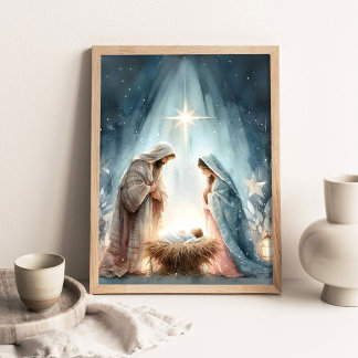 Birth of Jesus Art, Nativity Painting, Star of Bet Poster
