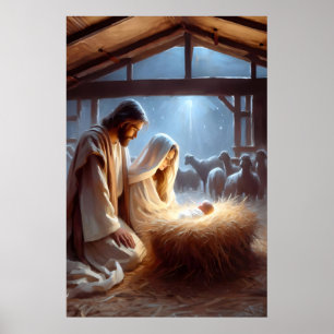 Birth of Jesus Jesus is Born Nativity Scene Christ Poster