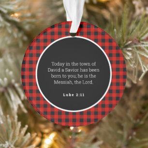 Birth of Jesus Red Gingham Acrylic Ornament