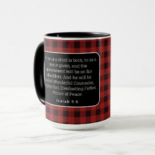 Birth of Jesus Red Gingham Acrylic Ornament Mug