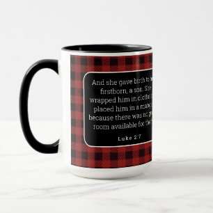 Birth of Jesus Red Gingham Acrylic Ornament Mug