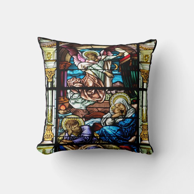 Birth of Jesus Stained Glass Window Cushion (Front)