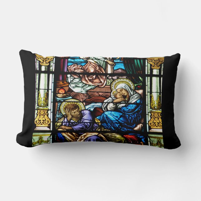 Birth of Jesus Stained Glass Window Lumbar Cushion (Front)
