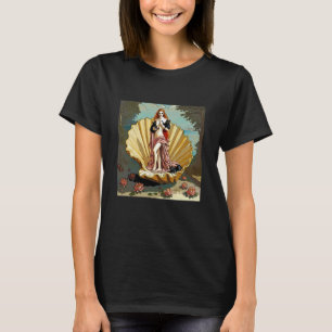 Birth Of Venus And Her Black Cats Funny Art Painti T-Shirt