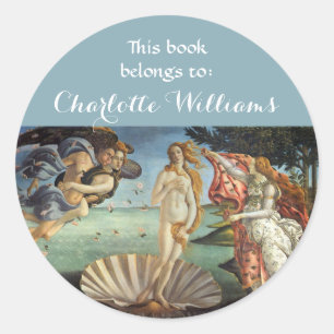 Birth of Venus by Sandro Botticelli Bookplate Classic Round Sticker