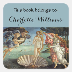 Birth of Venus by Sandro Botticelli Bookplate Square Sticker
