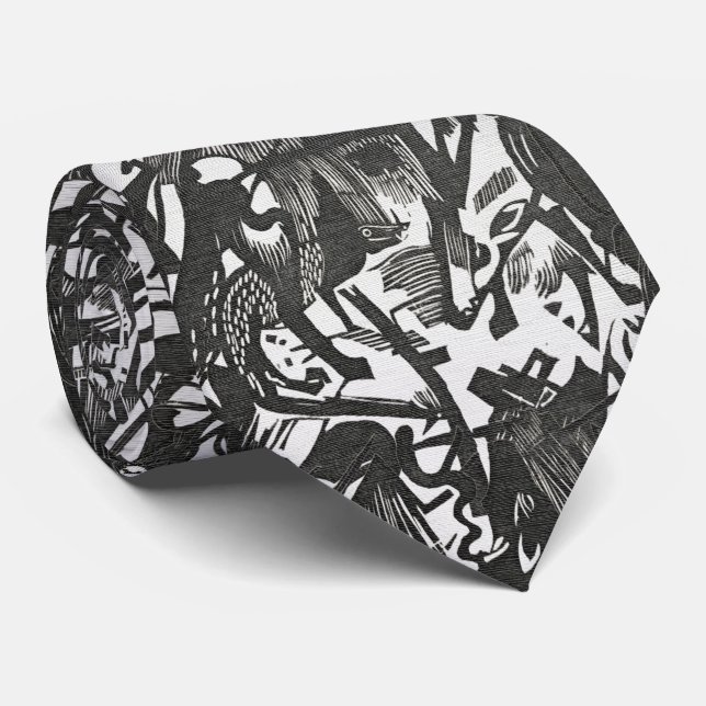 Birth of Wolves – Expressionist Noir Tie (Rolled)