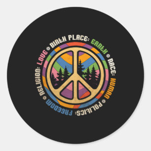 Birth Place Earth Race Human Politics Freedom Reli Classic Round Sticker