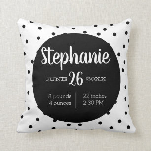 Birth stat modern nursery baby announcement cushion