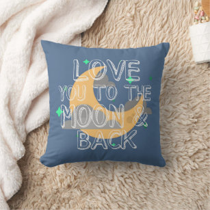 Birth Stats Blue Love You To The Moon Baby Pillow
