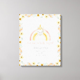 Birth Stats Magic Unicorn Baby Girl Watercolor Art Canvas Print