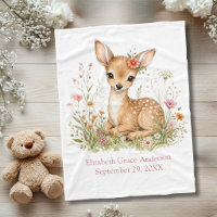 Birth Stats Personalised Name Date Deer Baby Girl