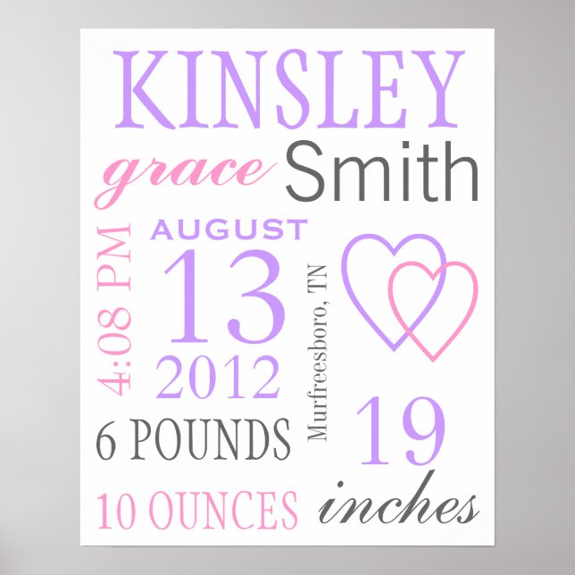 Birth Stats Poster (Front)