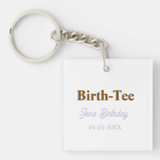 BIRTH TEE HAPPY BIRTHDAY NAME GOLDEN PURPLE MODERN KEY RING