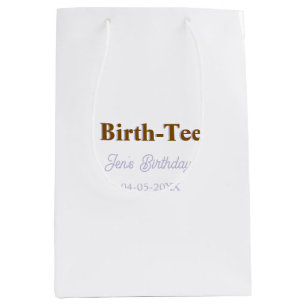 BIRTH TEE HAPPY BIRTHDAY NAME GOLDEN PURPLE MODERN MEDIUM GIFT BAG