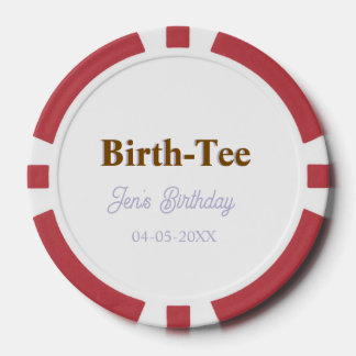BIRTH TEE HAPPY BIRTHDAY NAME GOLDEN PURPLE MODERN POKER CHIPS