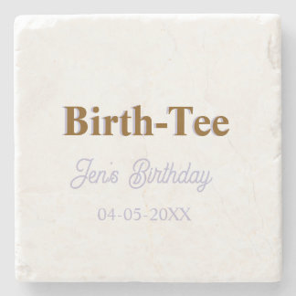 BIRTH TEE HAPPY BIRTHDAY NAME GOLDEN PURPLE MODERN STONE COASTER
