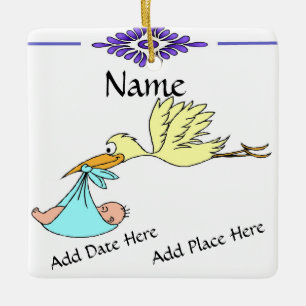 Birth Tile, Dutch Look, Personalize Ceramic Ornament