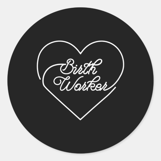 Birth Worker White He Classic Round Sticker (Front)