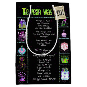 Birth Year 2001 Fun Trivia On Black  Medium Gift Bag