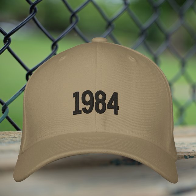 Birth Year Dad Embroidered Hat, Flexfit Brown Cap (Creator Uploaded)