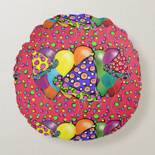 Birthay Party Hats Round Cushion