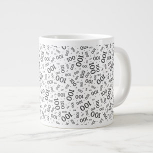 Birthday 100 Black/White Random Number Pattern Large Coffee Mug