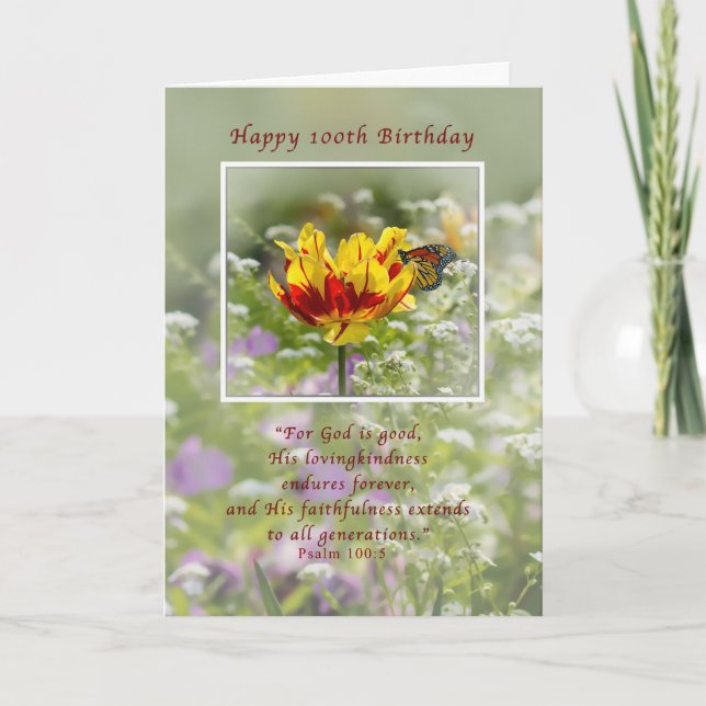 Birthday, 100th, Religious, Butterfly Card (Front)