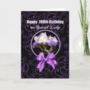 Birthday - 100th - Special Lady - Purple Iris Card