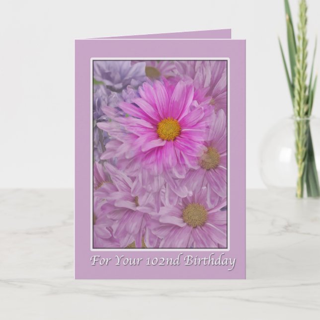 Birthday, 102nd, Daisies Card (Front)