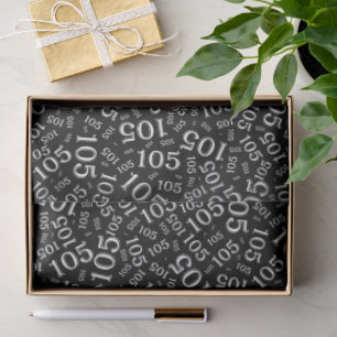 Birthday 105th Black/White Random Number Pattern Tissue Paper