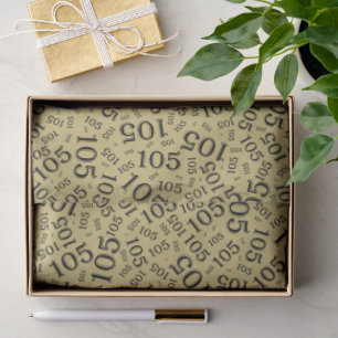 Birthday 105th Gold/Black Random Number Pattern Tissue Paper