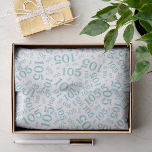 Birthday 105th Teal/White Random Number Pattern Tissue Paper