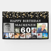 Birthday 12 Photo Black Gold Confetti Any Year
