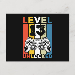 Birthday 13th Level Unlocked 13 Gaming Vintage Holiday Postcard