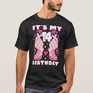 Birthday 14 years old, K-pop, finger heart, Sarang T-Shirt