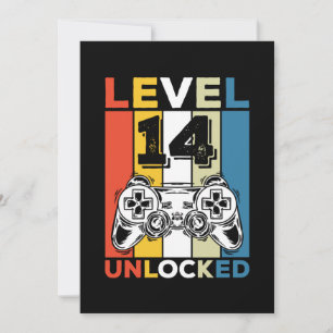 Birthday 14th Level Unlocked 14 Gaming Vintage Invitation